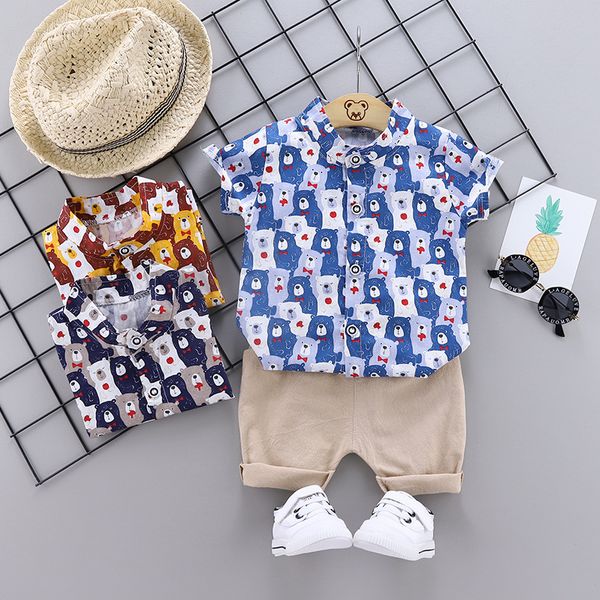 

children's suit 2020 summer new boys and girls suits cotton o-neck giraffe kids suit baby two-piece sets, White