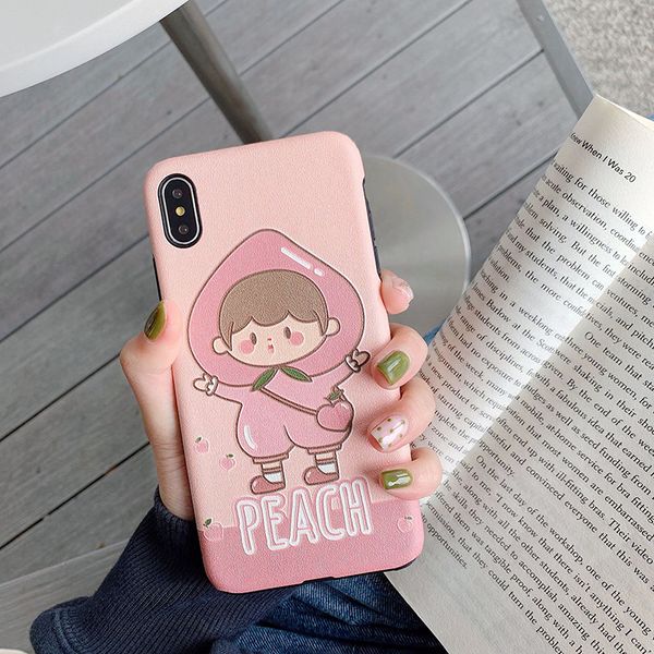 

fun peach girl phone case silk embossed for iphone xr 6 7 8 x plus xs max tpu imd soft cell phone cases
