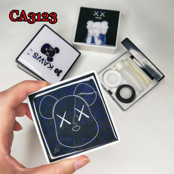 

cute pupil square case case nursing glasses cartoon bear invisible glasses box color care water box ca3123, Blue