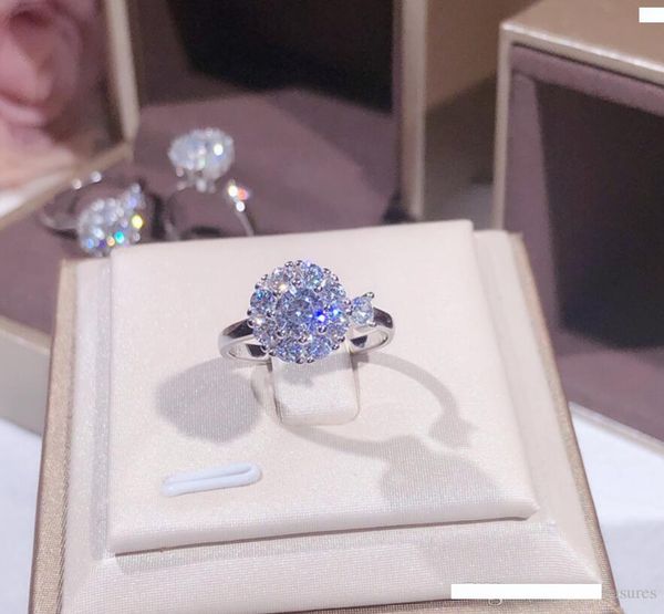 

925 sterling silver rotating ring engagement wedding ring for women wedding bridal rings charm jewelry flower rings, Slivery;golden