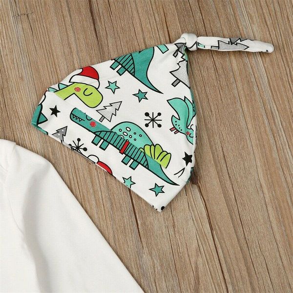 

newborn baby boy girls christmas clothes outfit romper pants trousers hat 0-18m 3pcs sets, White