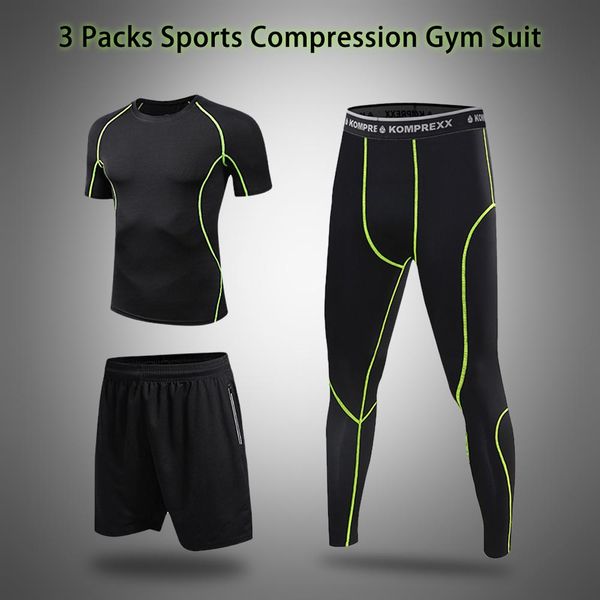 

men fitness sport sports set with compression t-shirt loose fitting shorts tight leggings pants for gym yoga running work out, White;black