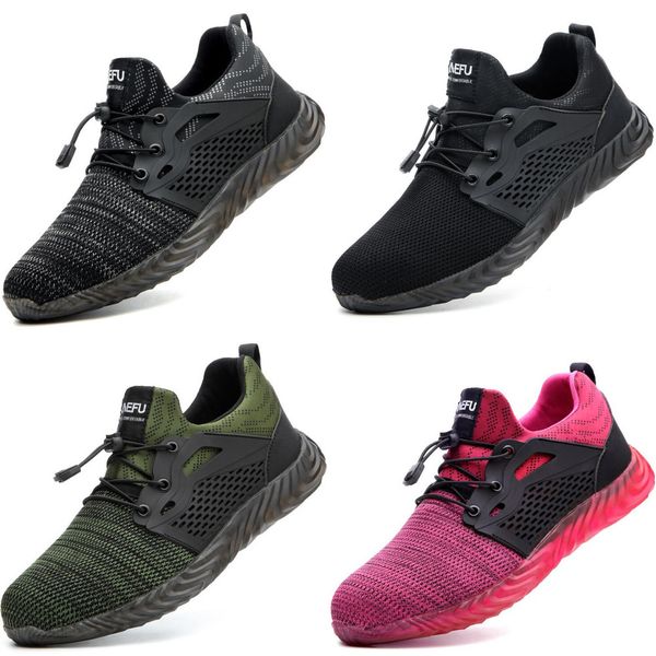 

men's steel toe work safety shoes casual breathable outdoor sneakers puncture proof boots comfortable industrial shoes for men, Black