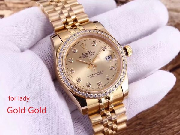 

20002 good quality brand watche 31mm famou 13 rolex women watch automatic menchanical movement apphire gla with green box 12, Slivery;brown