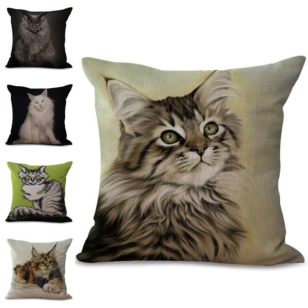 

мейн-кун кошки наволочка чехол для подушки животное белье хлопок бросить наволочки диван автомобиль декоративные наволочки корабль падения 2