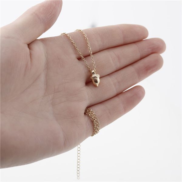 

cone pinecone small acorn nut exquisite pine pendant necklace squirrel nuts for nature forest round fruit lucky woman mother men's fami, Silver