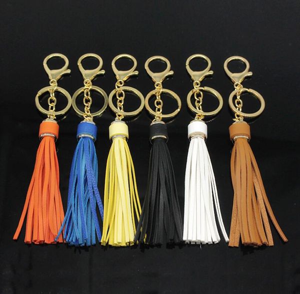 

women leather tassels keychain car circle key rings for gift bag hanging buckle qjs66325415, Silver