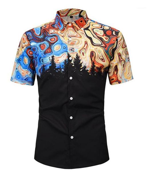 

luxury shirts designer print mens shirts fashion panelled color casual shirts short sleeve loose mens 2020, White;black