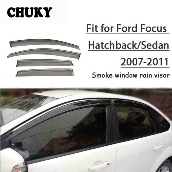 

chuky 4pcs abs car styling window visors awnings shelters rain shield for ford focus hatchback/sedan 2007-2011 auto accessories