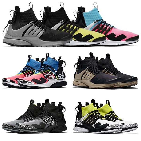 

awival running shoes presto mid olive men yellow blue pink black gery acronym desgner sneakers shoes size 40-45, White;red