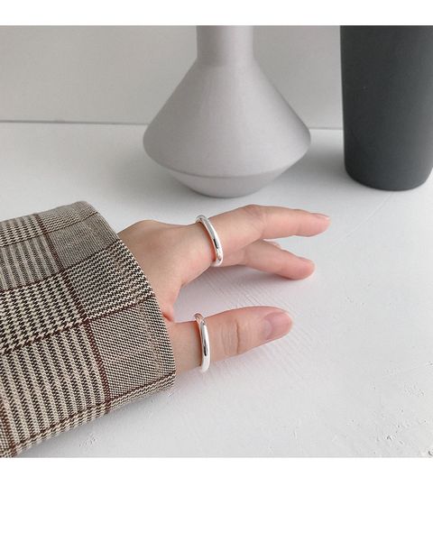 

hjz539 корейского s990 sterling silver ring ins очень простого свет лица отверстия 35 мм женского кольцо серебра, Golden;silver