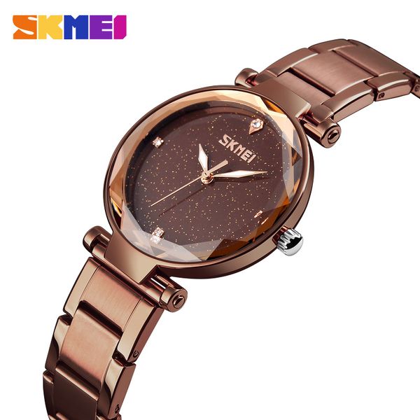 

quartz women watches elegant female clock hour ladies watch for girls fashion wristwatch 2018 skmei, Slivery;brown