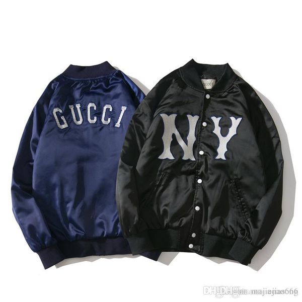 

6520 2018 autumn and winter new cotton coat cardigan button no cap letter print couple jacket jacket cotton coat