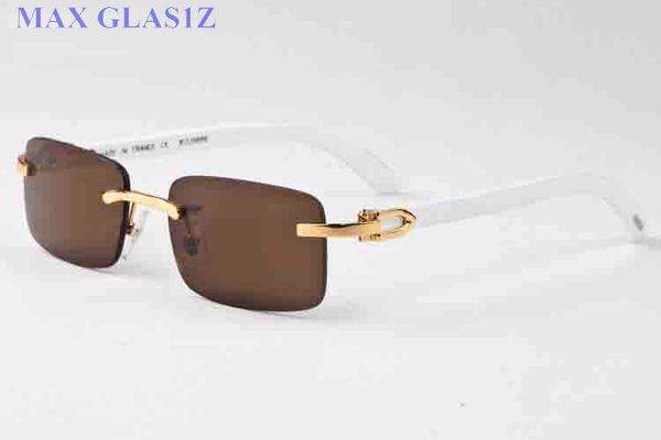 Großhandelsneue Schutzbrille Outdoor-Marken randlose Sonnenbrille Damenmode Retro-Büffelhornbrille mit Originaletui