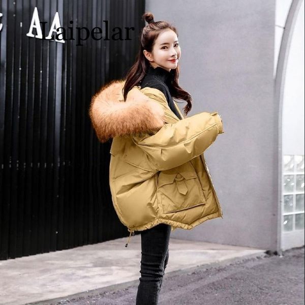 

winter 2019 oversize winter puffer jacket for women outerwear womens parkas fur hooded cotton padded female coat warm outwear, Black