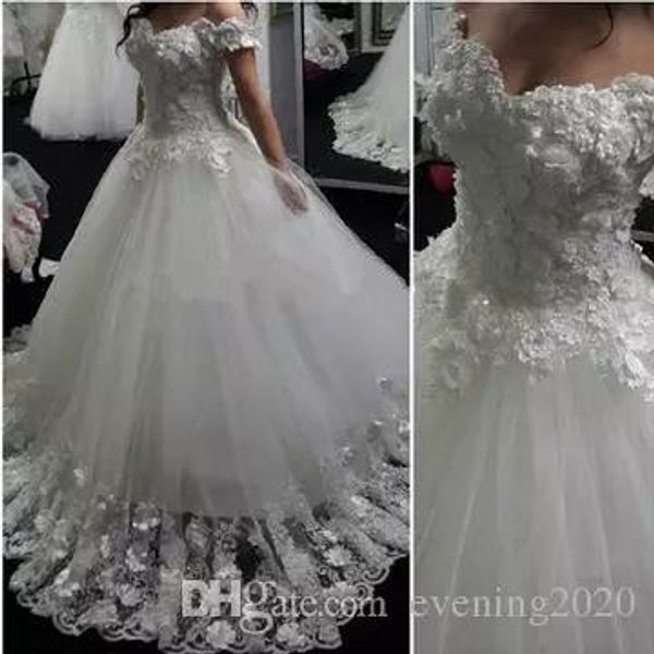 

2019 новинка свадебные платья многоуровневые юбки кружева цветы с плеча тюль бальное платье кружевные платья свадебные платья, White