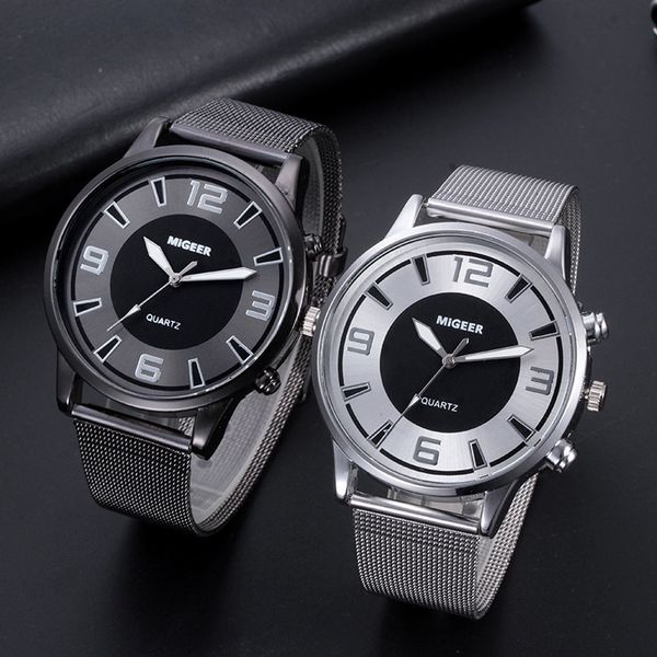 

migeer man wrist watch design stainless steel mesh belt analog alloy quartz wristwatch mens watches mens 2019 clock men, Slivery;brown