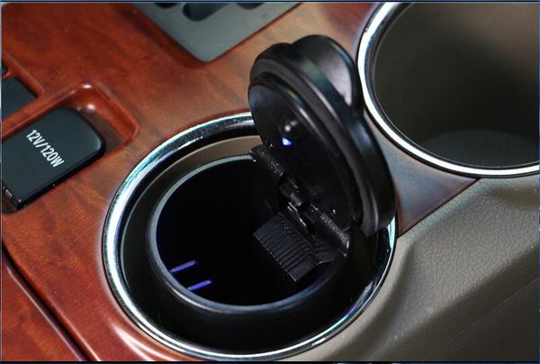 

1pc portable auto car truck led cigarette smoke car ashtray blue led light smokeless ashtray cigarette holder anti-slip rubber