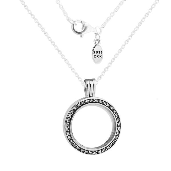 

necklaces &pendants choker medium forever floating locket pendant with clear cz diy sterling-silver-jewelry silver 925 pingente