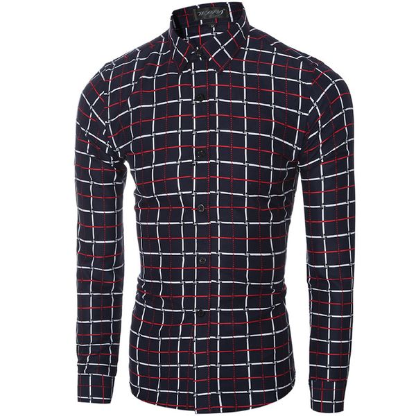 

men's casual shirts uk novelty plaids print -2xl full sleeve fashion young boy slim fit western man clothes drop, White;black