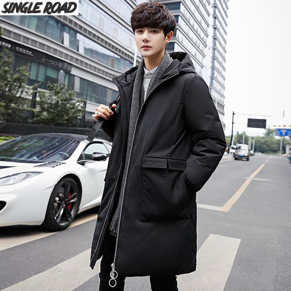 

single road winter jacket men down coat new outer clothing for men business long coat man solid fashion outerwear warm male, Black