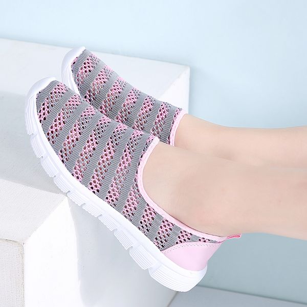 

2020 summer women shoes women breathable mesh sneakers shoes ballet flats ladies slip on flats loafers plus size 36-41, Black