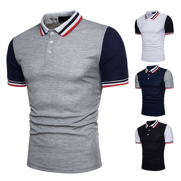 

aliexpress batch summer new style fashion ouma men thread collar short-sleeved polo shirt q14, White;black