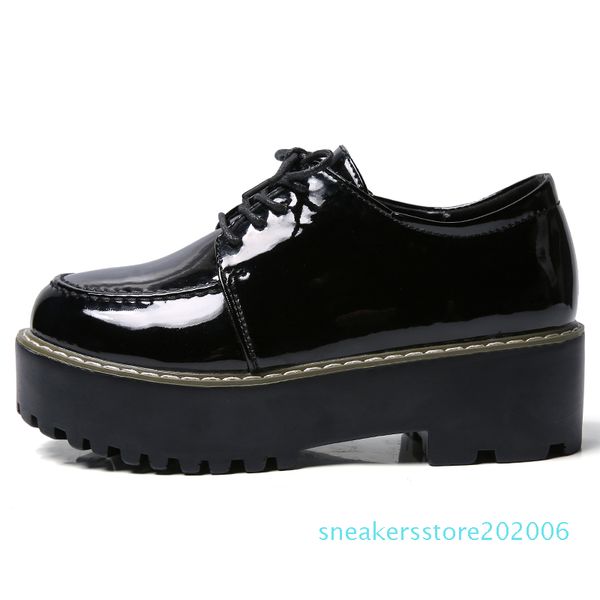 

женщины flat платформы обувь женщина толстым дном осень burgendy платформа женская повседневная обувь 4cm высота incresing квартиры женщины, Black