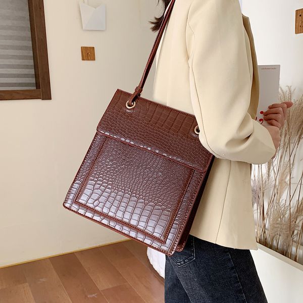 

crocodile parttern women designer handbag purse fashion new quality pu leather big tote bag ins shoulder messenger shopping bags