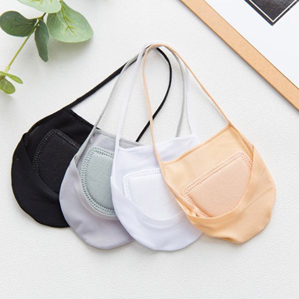 

2 pairs antiskid boat socks breathable half feet women's ultrathin ice silk invisible sling short socks summer funny soft sock, Black;white