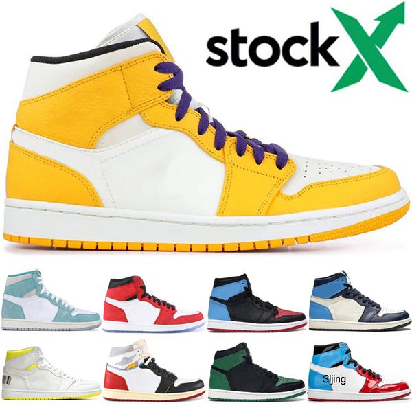 

mens 1 high og basketball shoes 1s women men fearless yellow purple shadow gold toe nrg-red unc kowhi leonard sneakrs trainers 36-46