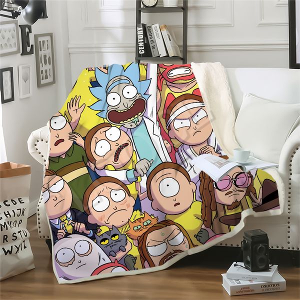 

аниме рик и морти пледы 3d печати двухслойный презренный me диван путешествия подростки женщины мужчины постельные принадлежности throw одея