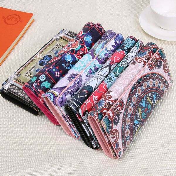 

women wallets national purse leather korean students long purse vintage phone cards holder clutch day clutch handbag, Red;black