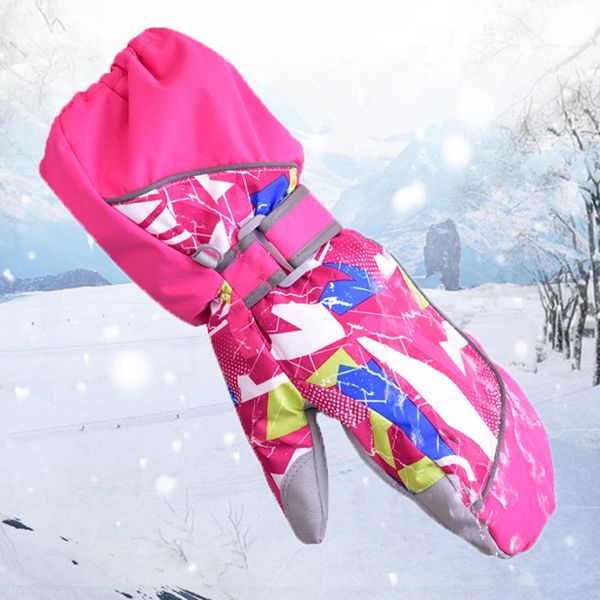 

1 pair children kids winter ski gloves warm windproof anti-slip snow mittens