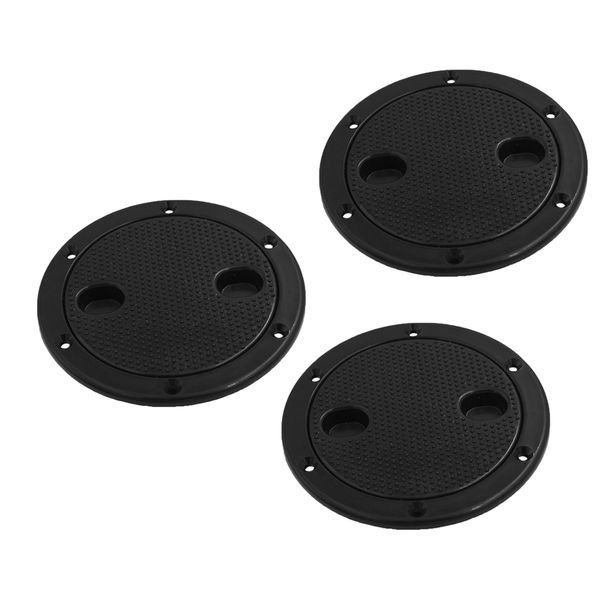 

3 x 4inch screw out deck plate hatch cover black plastic boat cabin