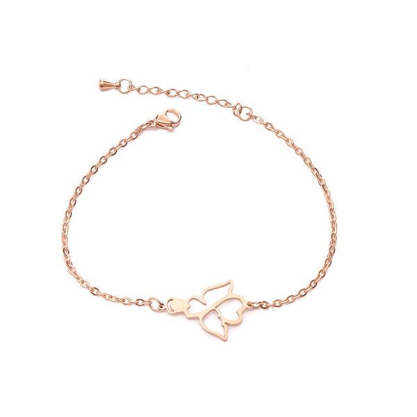 

fcy] explosion accessories cute sweet angel lady stainless steel bracelet simple tricolor hollow, Black