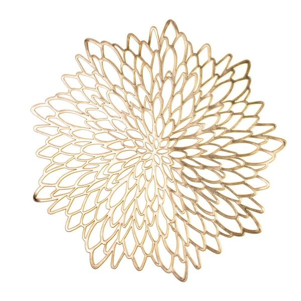 

new 6pcs pvc placemat for dining table hollow pad pads table bowl mats gold