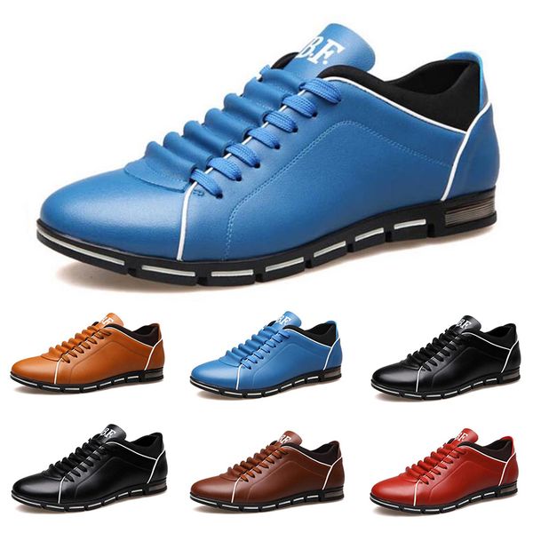

2020 men casual leather shoes black red chestnut light blue fashion mens sneakers flat shoe outdoor walking size 40-45