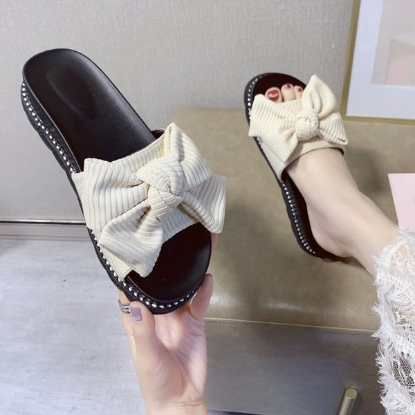 

rubber slippers women's shoes with platform pantofle slides low summer woman butterfly-knot 2020 flat, Black