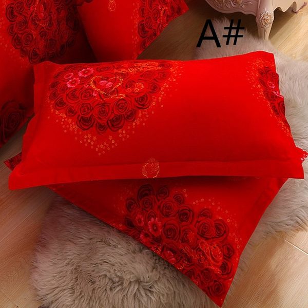 

2pcs / комплект lovers хлопок наволочка просто красные цветы брак чехол подушки