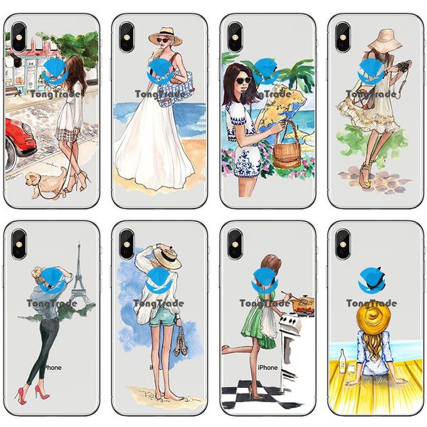 

tongtrade] soft silicone tpu case for apple iphone 11 pro max x xs 8 7 6 5 4 huawei mate rs x 30 20 pro 5g shopping hand-painted girl case