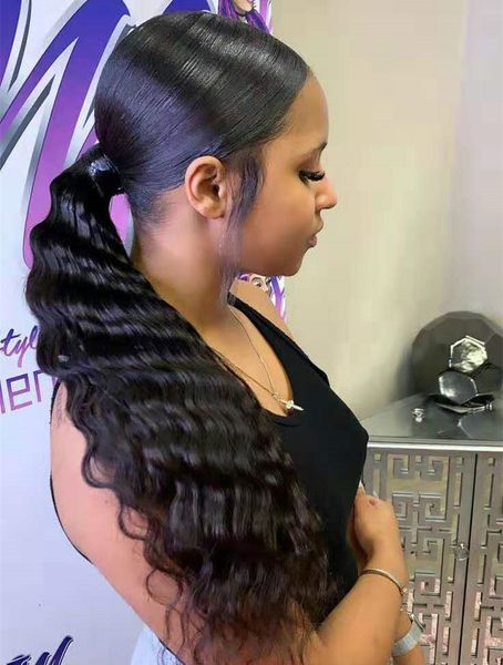 

women ponytail extension human hair natural virgin hair ponytails vietnam,grade 10a kinky curly ponytail,afro kinky hair pony tail buns, Black
