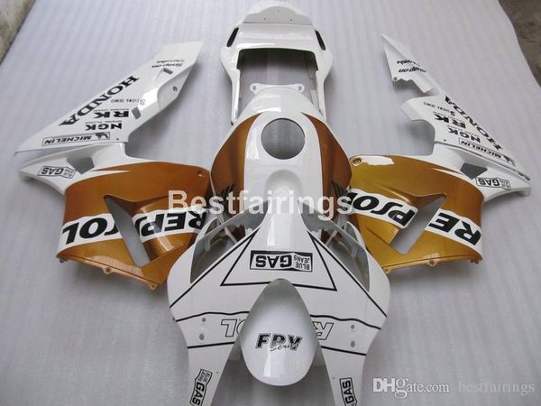 

injection bodywork fairing kit for honda cbr600rr 03 04 white gold motorcycle fairings set cbr600rr 2003 2004 jk31