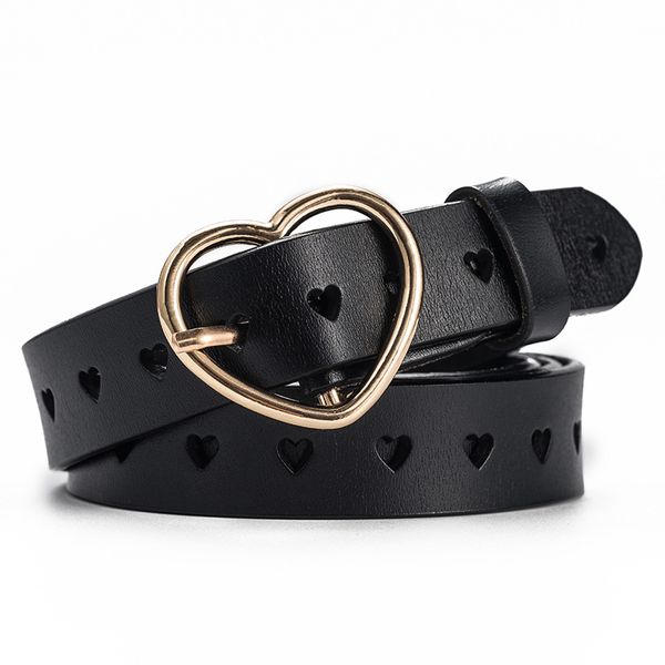 

new exquisite high-grade leather belt fashion casual pin buckle belt simple wild love hollow decoration women's, Black;brown