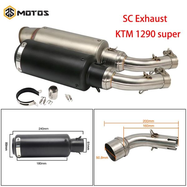 

zs motos motorcycle exhaust muffler link pipe middle pipe with sc exhaust for yamaha yzf r25 r30 r3 muffler+exhaust set