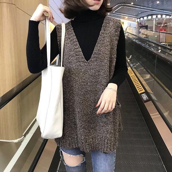 

women's sweaters 2021 spring faux cashmere knitted white vest solid pocket sleeveless jacket female sweater waistcoat gilet femme a45, White;black