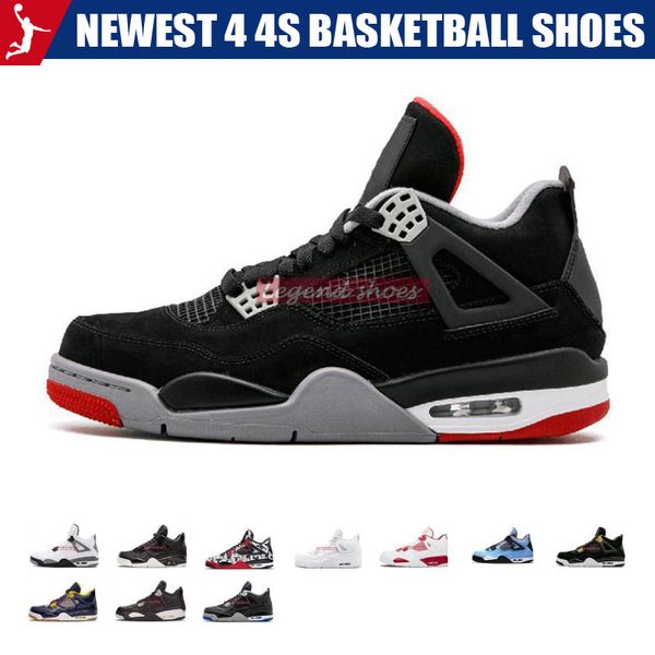 

tattoo 4 singles day 4s mens womens raptors basketball shoes white cement grey black red bred 4 pale citron sneakers sports shoes, White;red