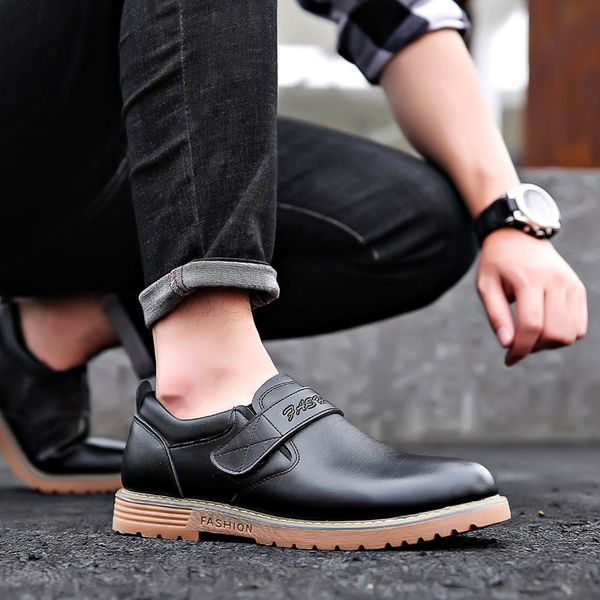 

business formal shoes men casual shoes fashion leather for men autumn and winter flat office formal loafers, Black