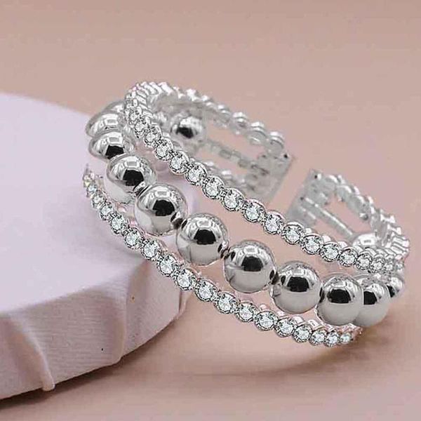 

fashion women multi-layer rhinestone bead adjustable bracelet bangle party jewelry gift, Black