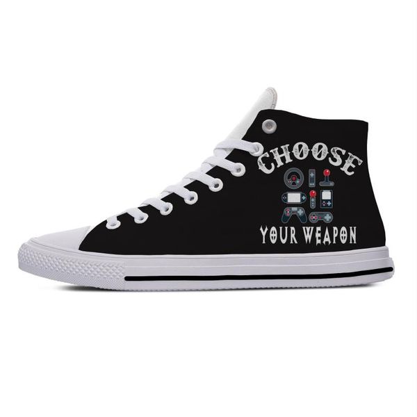 

choose your video game gamer controller casual canvas shoes high lightweight breathable 3d printed men women sneakers, Black